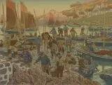 Le port by Henri Rivière, 1906, Lithographie couleurs, série Au vent de Noroît, sold Jul 2023