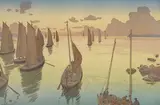 Le coucher de soleil by Henri Rivière, 1898, Lithographie couleurs, série Les aspects de la nature, sold Jul 2023