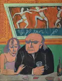 Couple au café by Alejo Vidal-Quadras Veiga, Gouache, sold Jul 2023