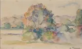 Éragny Octobre 1888 by Camille Pissarro, Aquarelle, sold Jul 2023