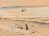 Le Havre, Sainte Adresse by Johann Barthold Jongkind, 1862, Gouache, sur traits de crayon, sold Jul 2023