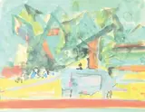 Paysage by Jean Marzelle, 1950, Gouache, sold Jul 2023