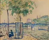 Le pont des arts, Paris, peintre sur le motif by Albert Marquet, 1934, Aquarelle, sold Jul 2023