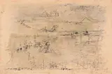 Sans titre ou Village de pêcheurs by Zao Wou-ki, 1951, Encre, lavis rehaussé de gouache, sold Jul 2023