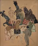 Au cirque by Alice Halicka, Technique mixte sur papier, gouache, collage de de tissus, de passementerie, papier, sold Jul 2023