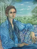 Femme assise en bleu by Jean-Marie Strebelle, Aquarelle, sold Jul 2023