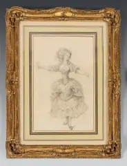 Une danseuse by Jean-Frédéric Schall, Pierre noire, sanguine, sold Jun 2023