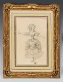 Une danseuse by Jean-Frédéric Schall, Pierre noire, sanguine, sold Jun 2023