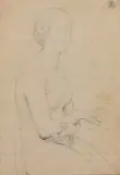 Étude pour Vénus à Paphos by Jean-Auguste-Dominique Ingres, Crayon noir, mise au carreau, sold Jun 2023
