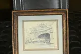 Barques sous le Pont Royal et le Pavillon de Flore by Paul Huet, Crayon noir, sold Jun 2023