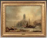 Village de pêcheurs sur la colline by Eugène Isabey, Toile, sold Jun 2023