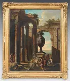 La Sainte Famille dans des ruines antiques by Alberto Carlieri, Toile, sold Jun 2023