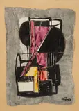 Sans titre by Ladislas Kijno, 1972, Encre et aquarelle sur papier froissé, contrecollé sur papier, sold May 2024