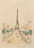 La Tour Eiffel by Maurice Utrillo, 1955, Lithographie en couleurs sur papier, sold Apr 2024