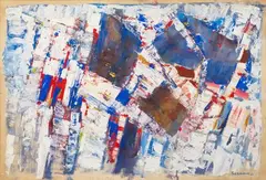 Sans titre by Jacques Germain, 1960, Gouache sur papier contrecollé sur carton, sold Apr 2024