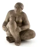 Femme assise en tailleur la tête penchée by Antoniucci Volti, Grès à patine vert bronze clair, sold Apr 2024