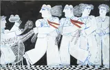 Au café by Alexandre Fassianos, Gouache sur papier contrecollé sur toile, sold Apr 2024