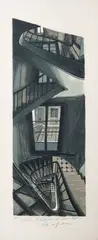 L'escalier de la rue de Seine by Sam Szafran, 2003, Lithographie en couleurs sur papier, sold Apr 2024