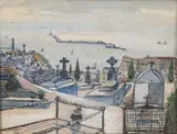 Le cimetière marin by Noël Vesper, 1929, Aquarelle et gouache sur papier, sold Mar 2024