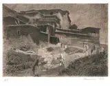 Le village de Tamarout by Jacques Majorelle, 1920, Eau-forte à l'encre bistre, épreuve d'artiste, sold Mar 2022