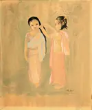 Luang-Prabang, Deux jeunes filles by Alix Aymé, Aquarelle, sold Mar 2022