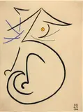 Georges HUGNET (1906-1974) Chat by André Beaudin, Encre et gouache sur papier, sold Mar 2022