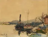 Les voiliers by Fernand Herbo, Aquarelle sur papier signée en bas à gauche, sold Dec 2021