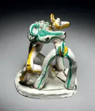 Médor et Gladys dit aussi Animaux fantastiques by Jean Lambert-Rucki, Épreuve en bronze à patine peinte blanc, jaune, vert et noir, sold Nov 2021