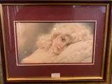 Jeune femme blonde sur un oreiller by Maurice Millière, Mine de plomb et crayons de couleur, sold Nov 2021