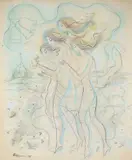 Procession by Jean Carzou, Aquarelle et plume signée en bas, à gauche et datée, sold Nov 2021