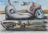 Paysage by Guido Maggiori, 1987, Aquarelle gouachée et crayon noir sur papier, sold May 2024