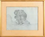Le chêne à Cernay by Henri Harpignies, 1856, Crayon sur papier bleu signé, sold Apr 2024