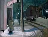 Montréal (la nuit) by Philip Surrey, Gouache, sold Oct 2023