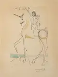 Licorne et gangaride by Salvador Dalí, 1971, Eau-forte, pointe sèche et aquatinte en couleurs sur vélin, sold Apr 2023
