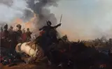 Choc de cavalerie by Jacques Francois Joseph Swebach des Fontaines, Toile, sold Apr 2023