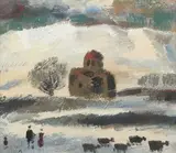 Paysage de Géorgie by Tengiz Mirzashvili, Gouache sur papier, sold Apr 2023