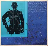 Terrasse n°9 by Jacques Monory, 1990, Technique mixte : lithographie, plexiglass et douilles collées sur papier marouflé sur toi, sold Dec 2022