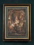 Vierge en majesté entourée d'anges by François Valentin, Plume et encre noire, aquarelle sur traits de crayon noir et rehauts de gouache, sold Nov 2022