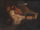 Las Casas malade soigné par des sauvages by Louis Hersent, Toile d'origine, sold Nov 2022