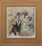 Le choix du masque by Albert Guillaume, Aquarelle, sold Nov 2022