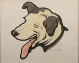 Tête de chien by Benjamin Rabier, Encre de Chine et aquarelle, sold Nov 2022