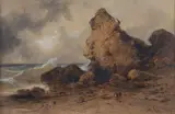 Les débris du naufrage sur la côte by Hippolyte Lebas, Aquarelle gouachée, plume et encre brune sur traits de crayon noir, sold Jun 2022