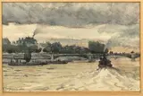Vue du pont des arts pris de la Seine by Henri Harpignies, 1881, Aquarelle, sold Jun 2022