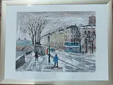 Les quais à Paris sous la neige by Bruno-Emile Laurent, Gouache sur papier, sold Nov 2025