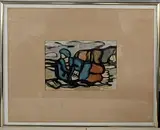 Breton sur la grève en Bretagne by Jacques Godin, Pastel gras, sold Nov 2025