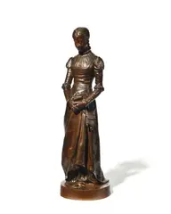 Jeanne d'Arc pénitente by Jean Garnier, Epreuve en bronze à patine brune Hauteur :, sold Nov 2025