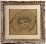 Portrait by Louis Fortuney, Fusain et crayon, sold Nov 2025