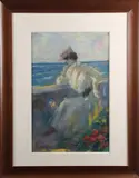 Elégante en bord de mer by Louis Fortuney, Pastel, sold Nov 2025