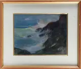 Rochers sur la mer by Louis Fortuney, Pastel, sold Nov 2025