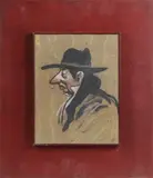 Caricature, profil by Louis Fortuney, Gouache, sold Nov 2025